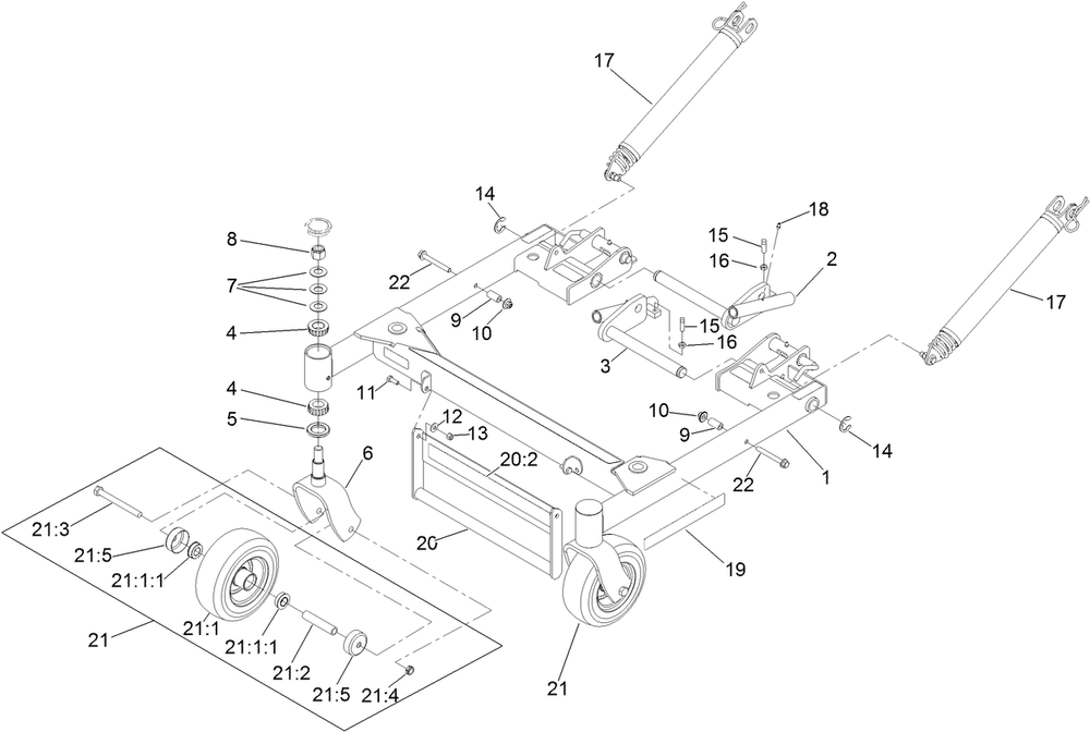 Deck Support Frame Assembly No. 142-2995 Diagram and Parts List for 74319 400000000 - 999999999 Toro Lawn Tractor