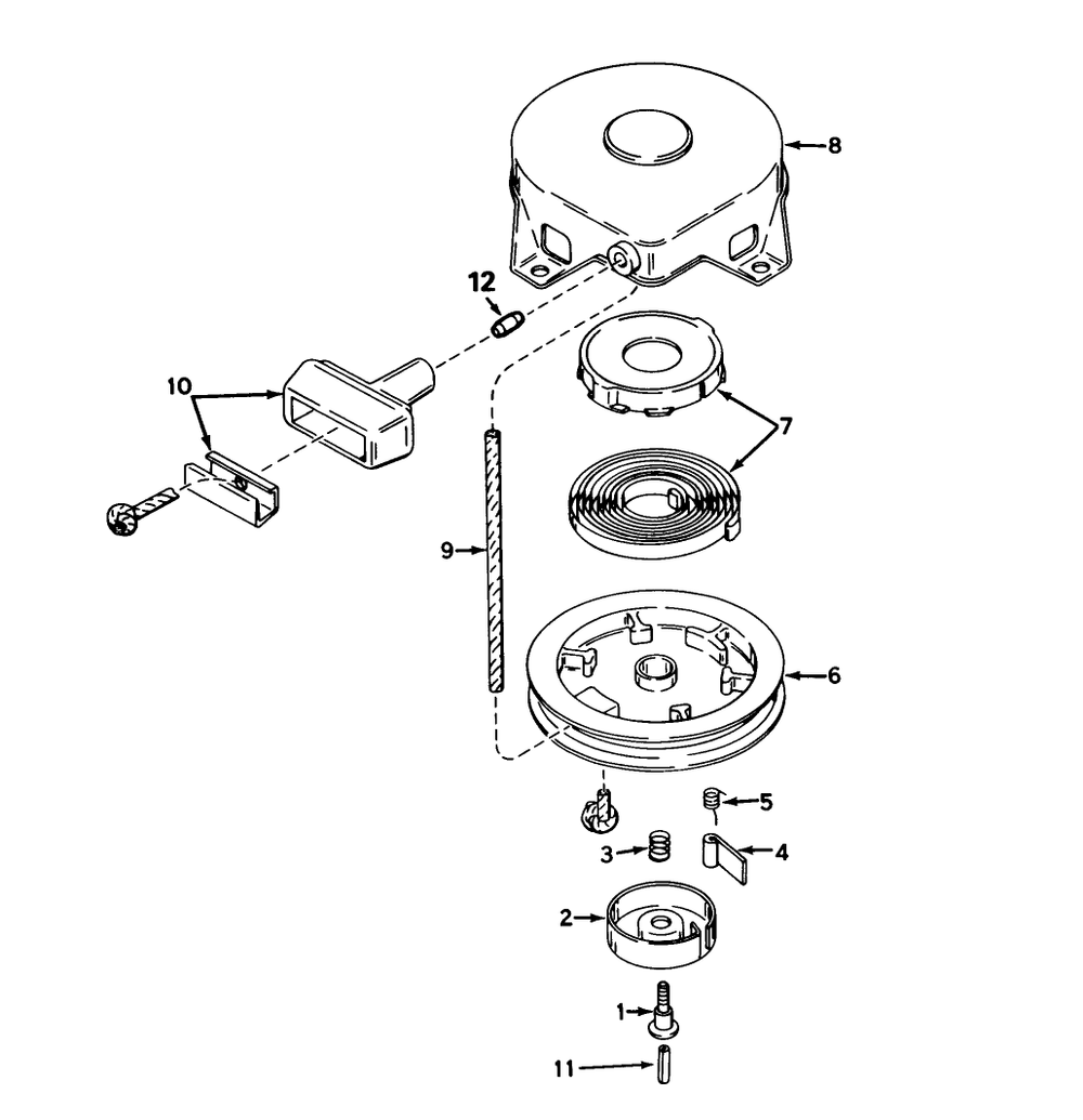 Rewind Starter No. 590420a Diagram and Parts List for 56125 6000001 - 6999999 Toro Lawn Tractor