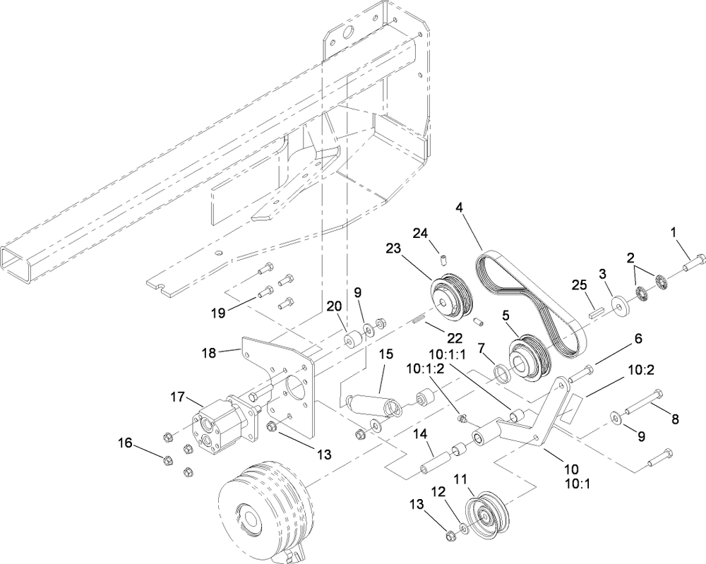 Cooling Pump Drive Assembly Diagram and Parts List for 74269CP (280000001-280999999)(2008) Toro Lawn Mower