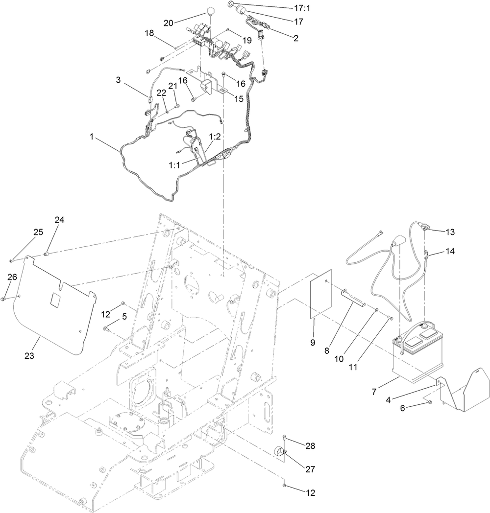 Electrical Assembly Diagram and Parts List for 22324 407960000 - 409359999 Toro Lawn Tractor Accessories