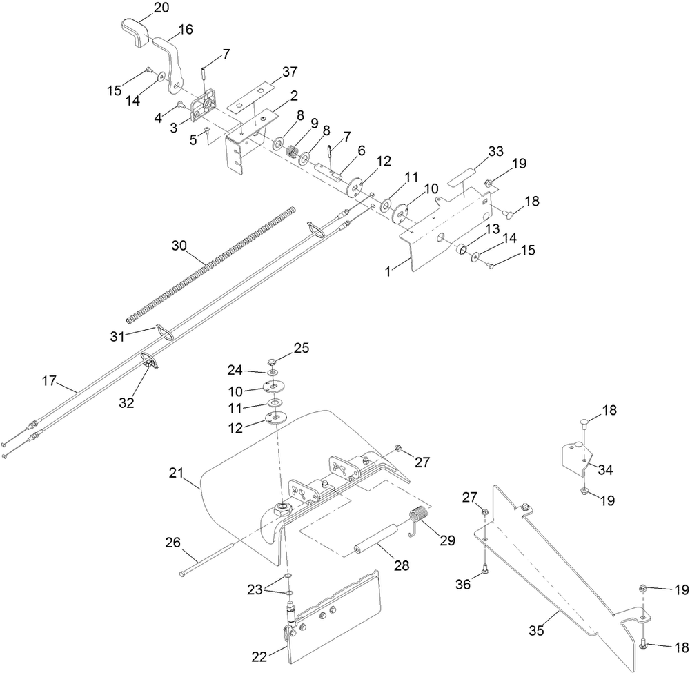 Gate Chute Assembly Diagram and Parts List for 144-6572  Toro Lawn Tractor