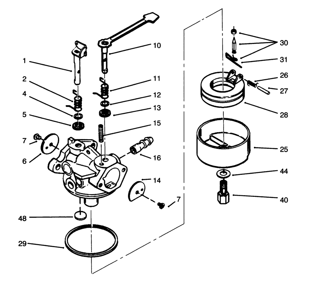 Carburetor No. 632641 Diagram and Parts List for 38170 5900001 - 5999999 Toro Snow Blower