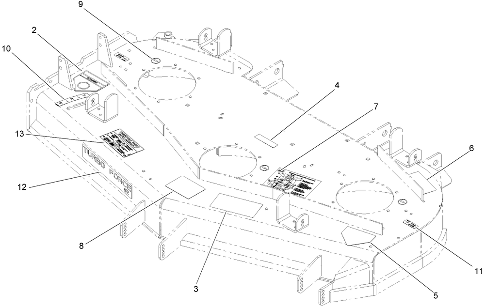 Deck Decal Assembly Diagram and Parts List for 74442 (280000001-280999999)(2008) Toro Lawn Mower