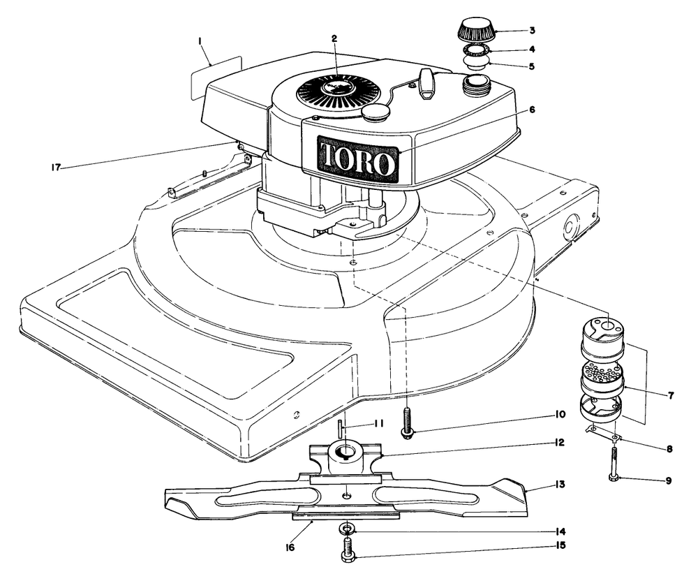 Engine Assembly Model 18005 Diagram and Parts List for 18005 2000001 - 2999999 Toro Lawn Mower