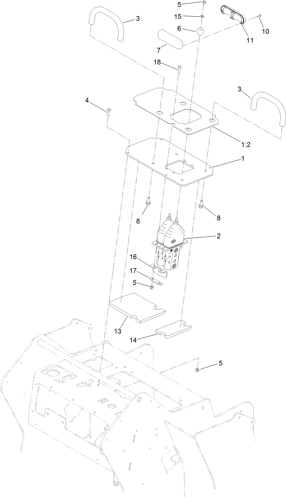 Control Valve And Reference Bar Assembly Diagram and Parts List for 22327HD 401900000 - 401999999 Toro Lawn Tractor Accessories