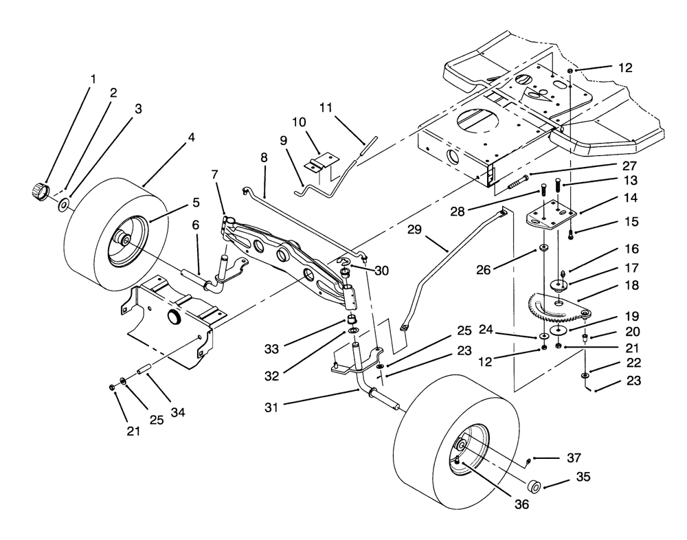 Front Axle Assembly Diagram and Parts List for 71191 5910001 - 5999999 Toro Lawn Tractor