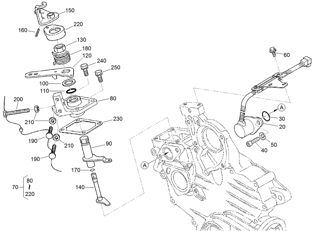Stop Solenoid And Speed Control Plate Assembly Diagram and Parts List for 74264TE (314000001-314999999)(2014) Toro Lawn Mower