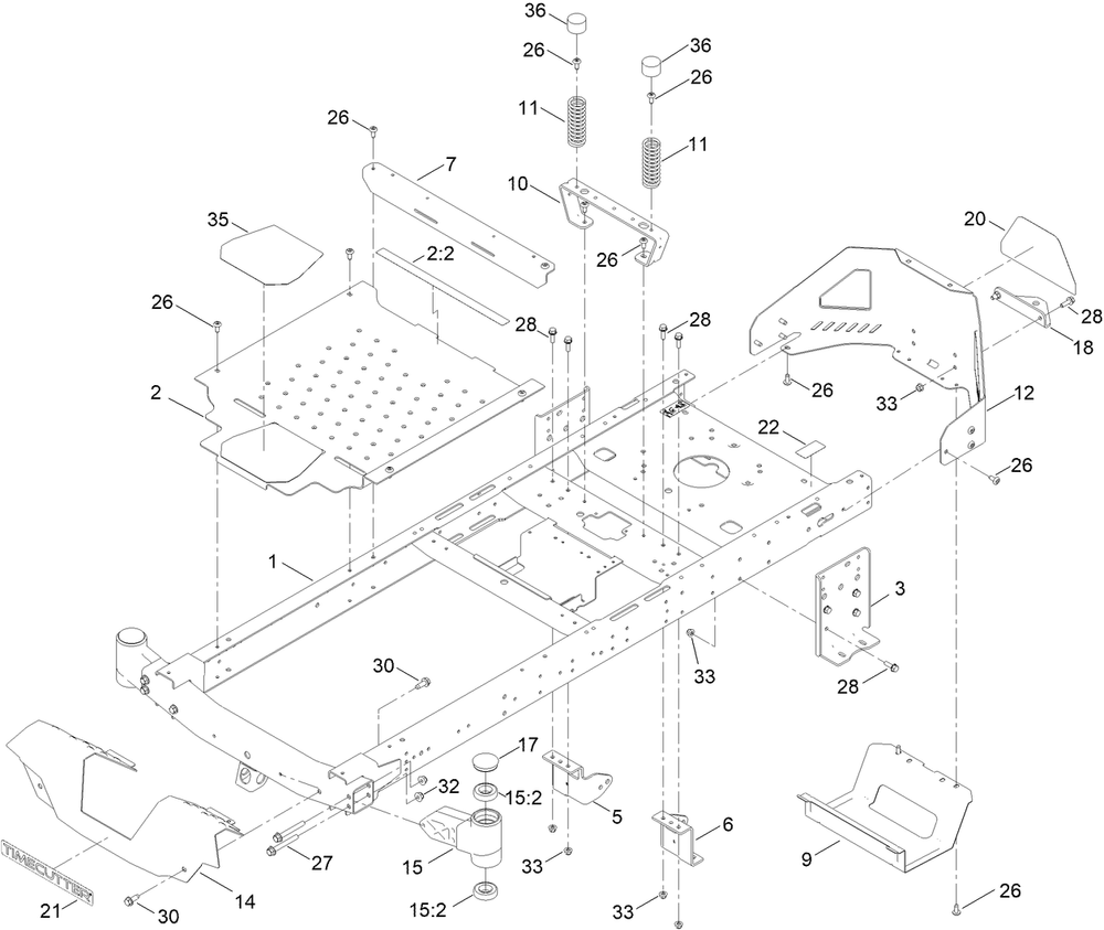 Frame Assembly Diagram and Parts List for 75746TA 400000000 - 410039999 Toro Lawn Tractor