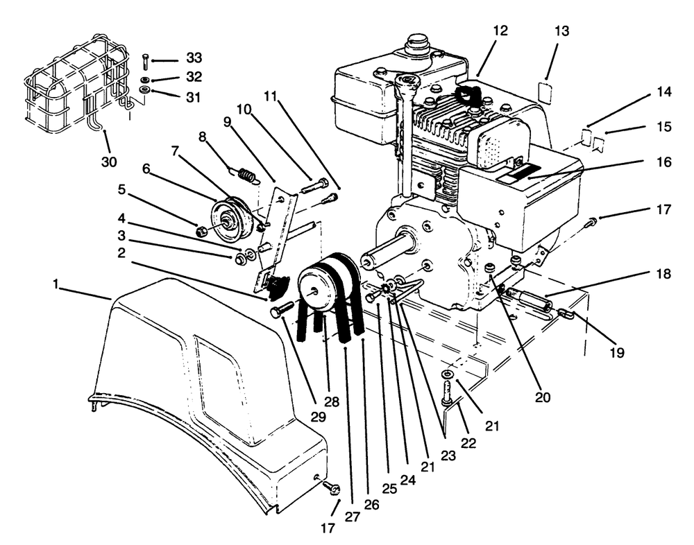 Engine Assembly Diagram and Parts List for 38054 6900001 - 6999999 Toro Snow Blower