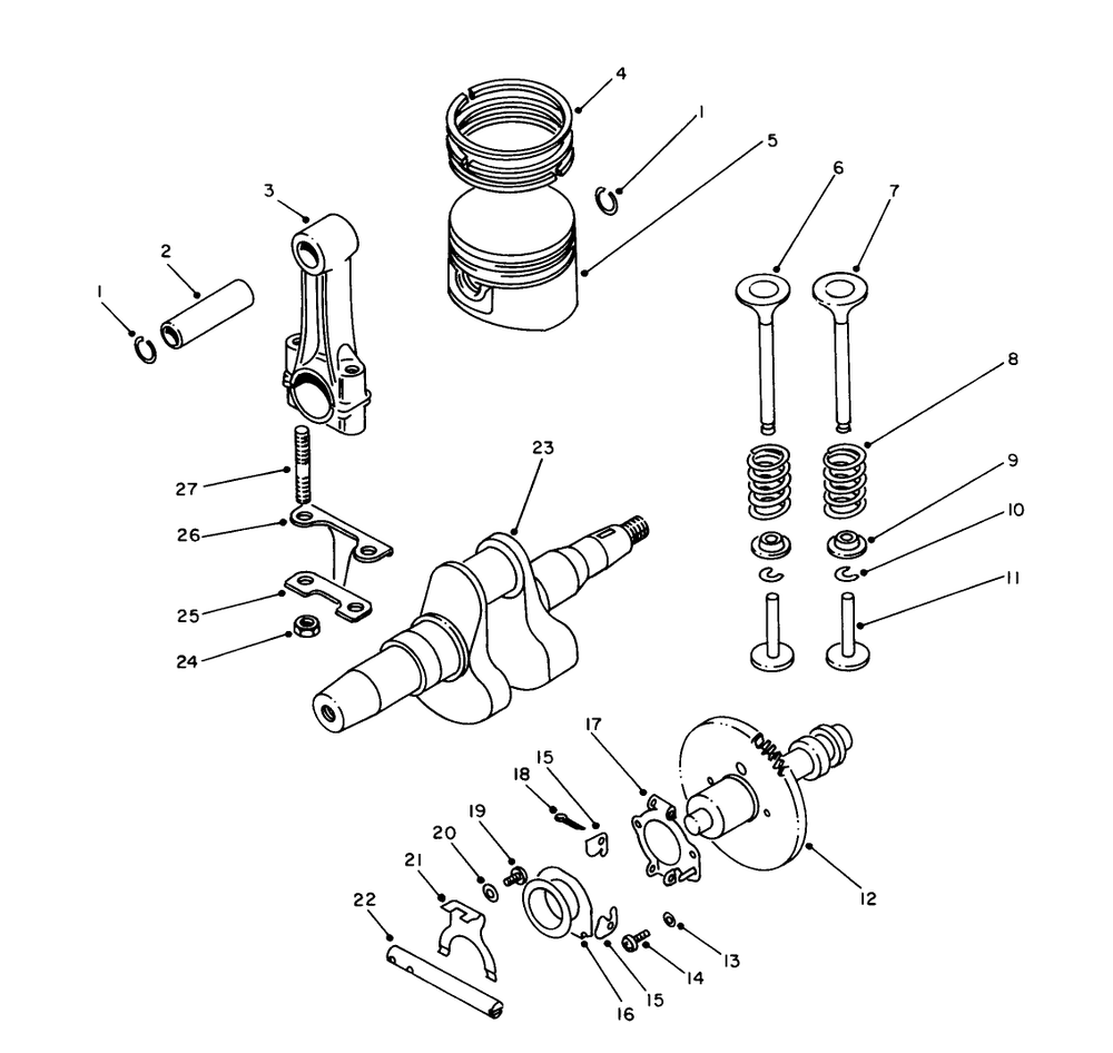 Crankshaft Assembly Diagram and Parts List for 62040 8000001 - 8999999 Toro Generator