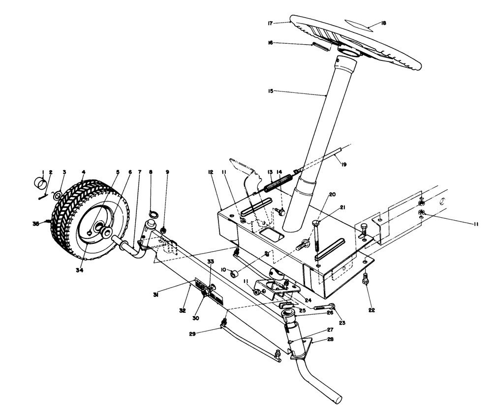 Front Axle Assembly Diagram and Parts List for 56006 0000001 - 0999999 Toro Lawn Tractor