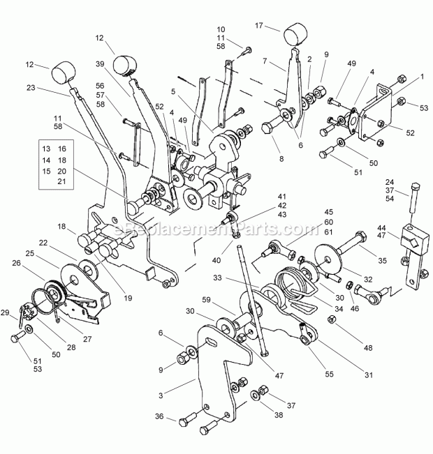 Directional Controls Diagram and Parts List for 2011  Toro Lawn Tractor Accessories