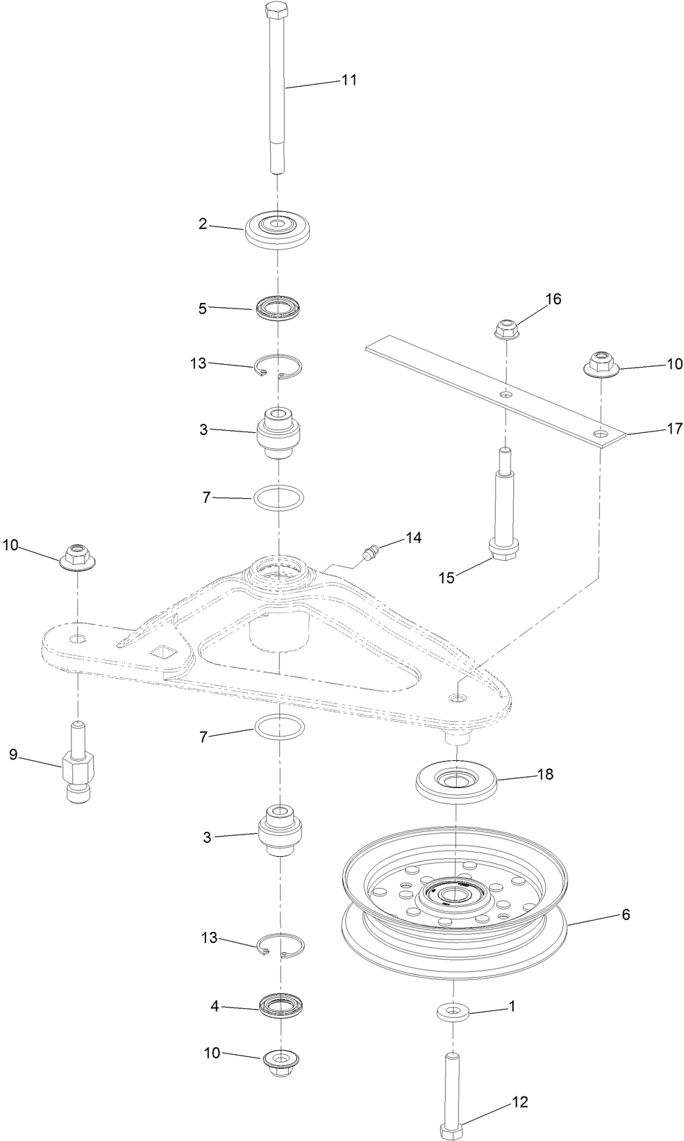 Deck Idler Assembly No. 126-1720 Diagram and Parts List for 72942TE 411000000 - 413999999 Toro Lawn Tractor