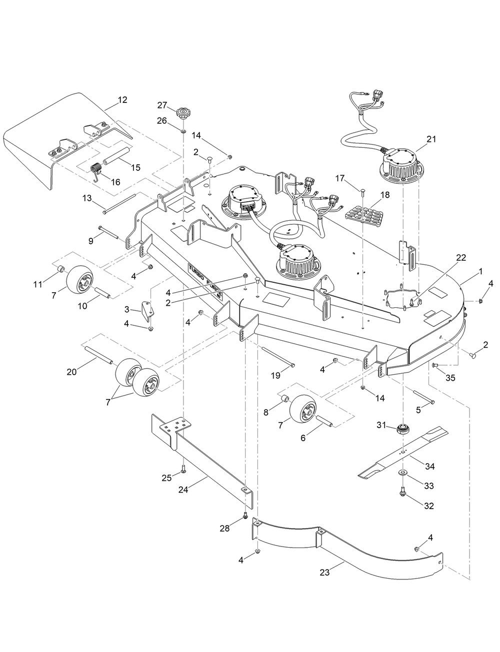 Deck Assembly Diagram and Parts List for 18760 400000000 - 415111787 Toro Lawn Tractor