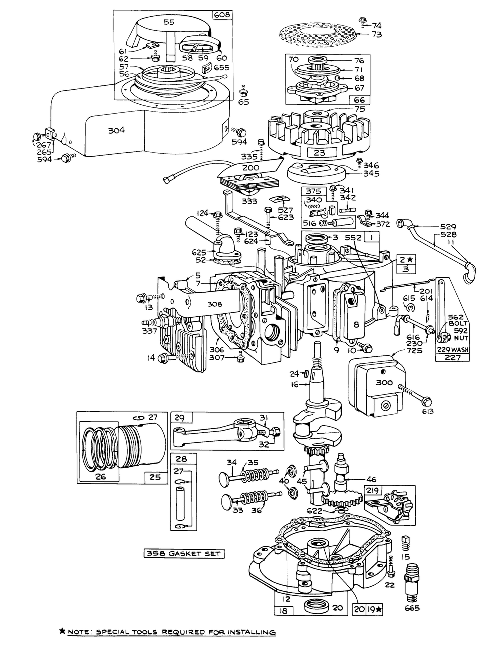 Engine Briggs & Stratton Model Nos. 130902-0293-01 Diagram and Parts List for 56000 2000001 - 2999999 Toro Lawn Tractor