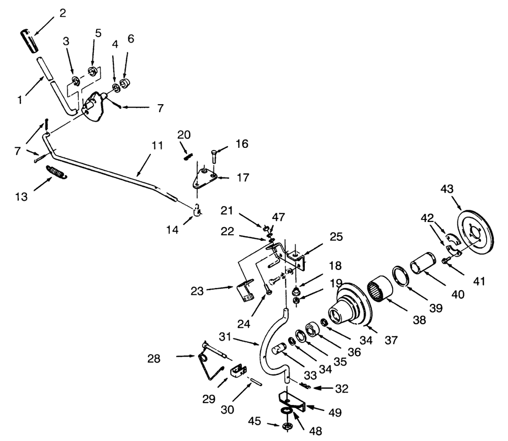 Pto Clutch And Control Diagram and Parts List for 73420 4900001 - 4999999 Toro Lawn Tractor
