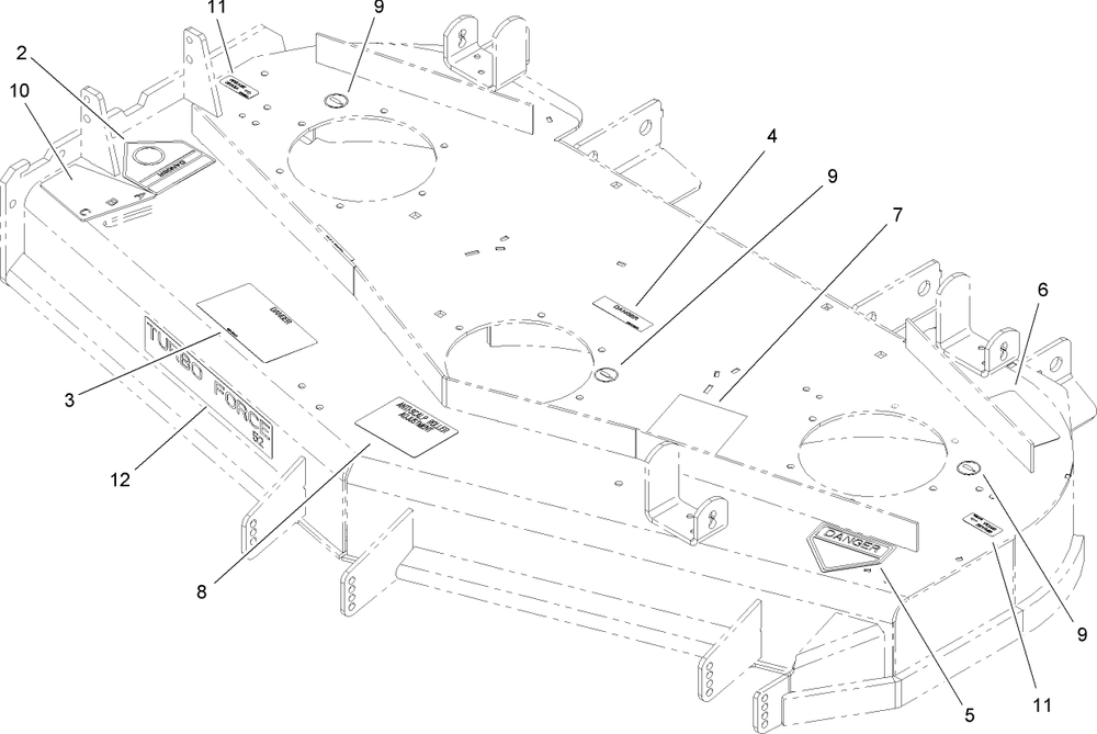 Deck Decal Assembly Diagram and Parts List for 74416 (260000001-260000300)(2006) Toro Lawn Mower