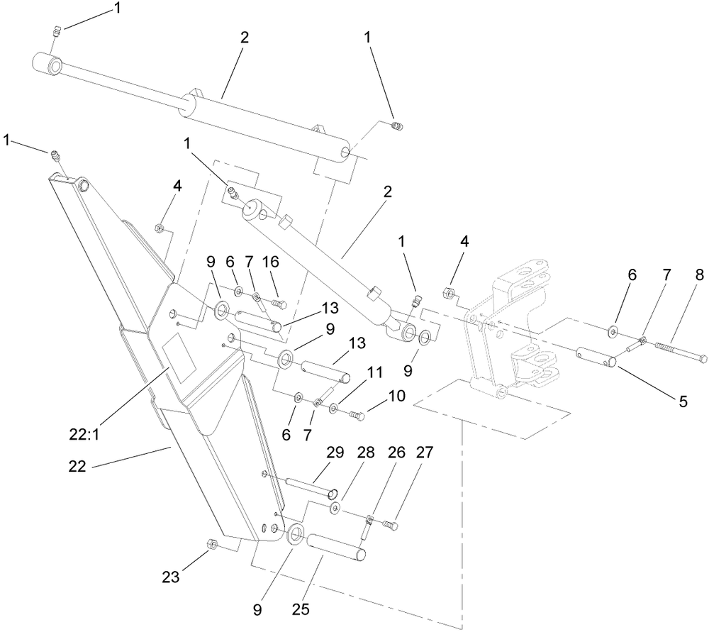 Boom Assembly Diagram and Parts List for 23163 317000001 - 317999999 Toro Lawn Tractor Accessories
