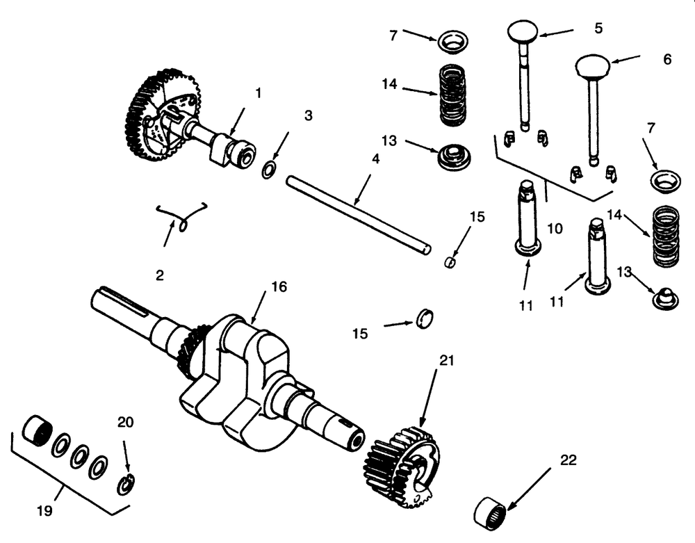 Camshaft, Crankshaft And Valves Diagram and Parts List for 73401 5901261 - 5999999 Toro Lawn Tractor