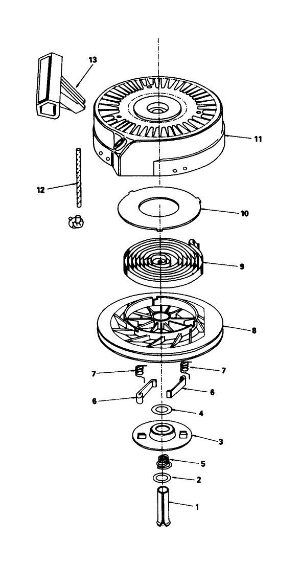 Rewind Starter No.590635 Diagram and Parts List for 20780C 8000001 - 8999999 Toro Lawn Mower