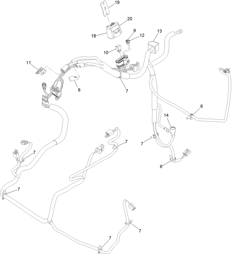 Wire Harness Assembly Diagram and Parts List for 74945 401800000-403226783 Toro Lawn Tractor