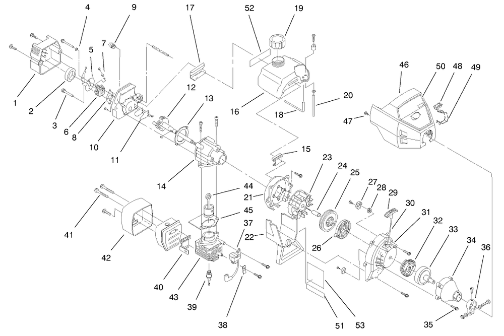 Engine Assembly Diagram and Parts List for 51909 790000001 - 799999999 Toro Trimmer