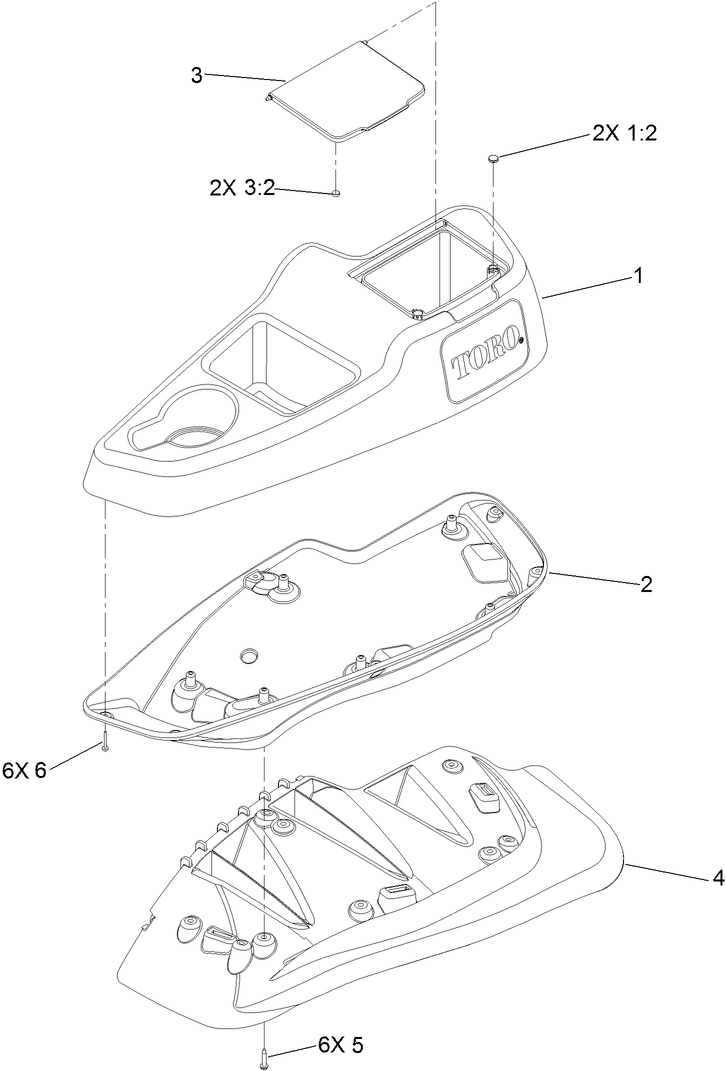 Lh Console Assembly Diagram and Parts List for 74938 (313000001-313999999)(2013) Toro Lawn Mower