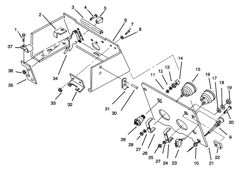 Control Panel Diagram and Parts List for 73421 5901047 - 5999999 Toro Lawn Tractor