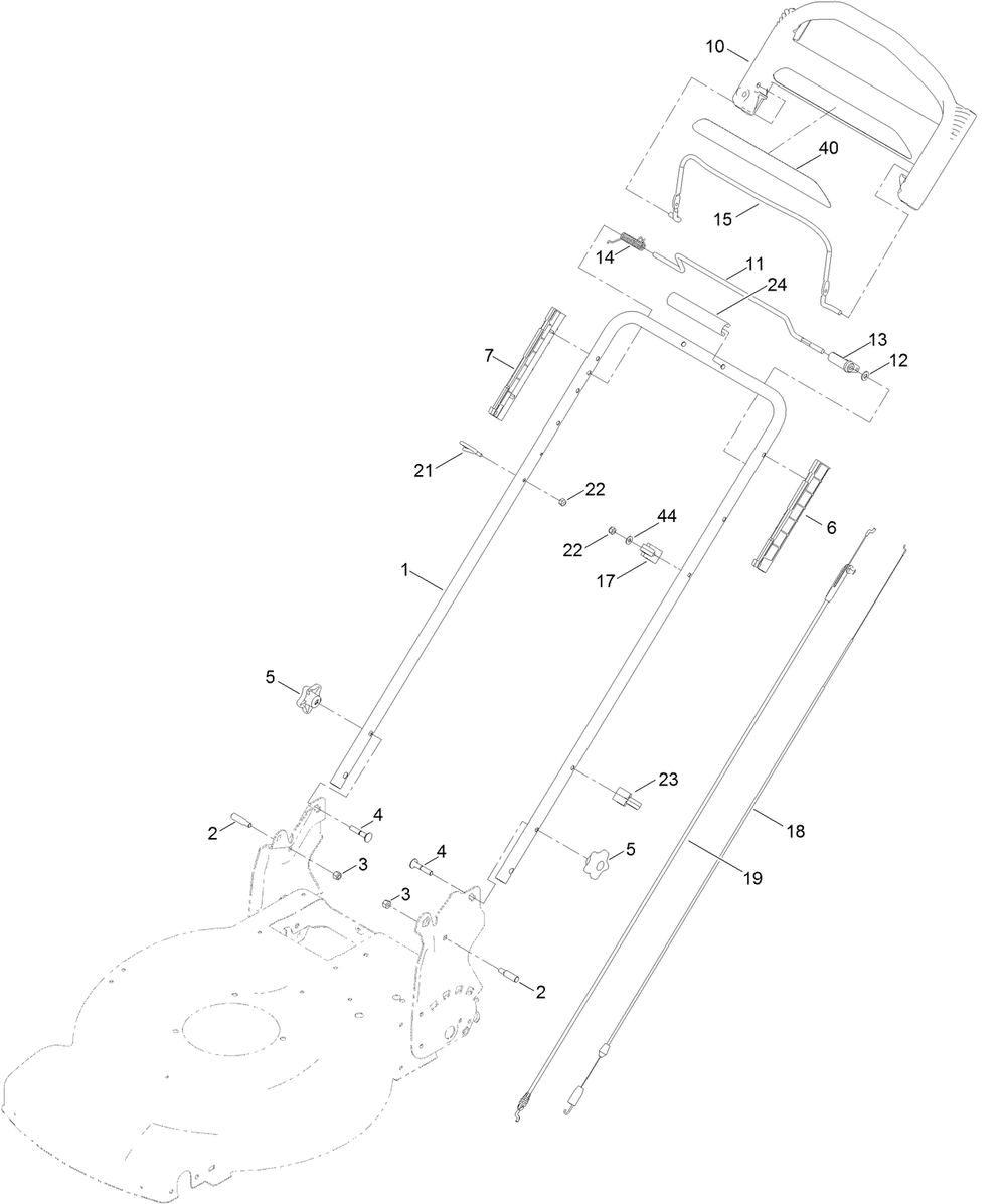 Handle Assembly Diagram and Parts List for 21763 405559501 - 409999999 Toro Lawn Mower
