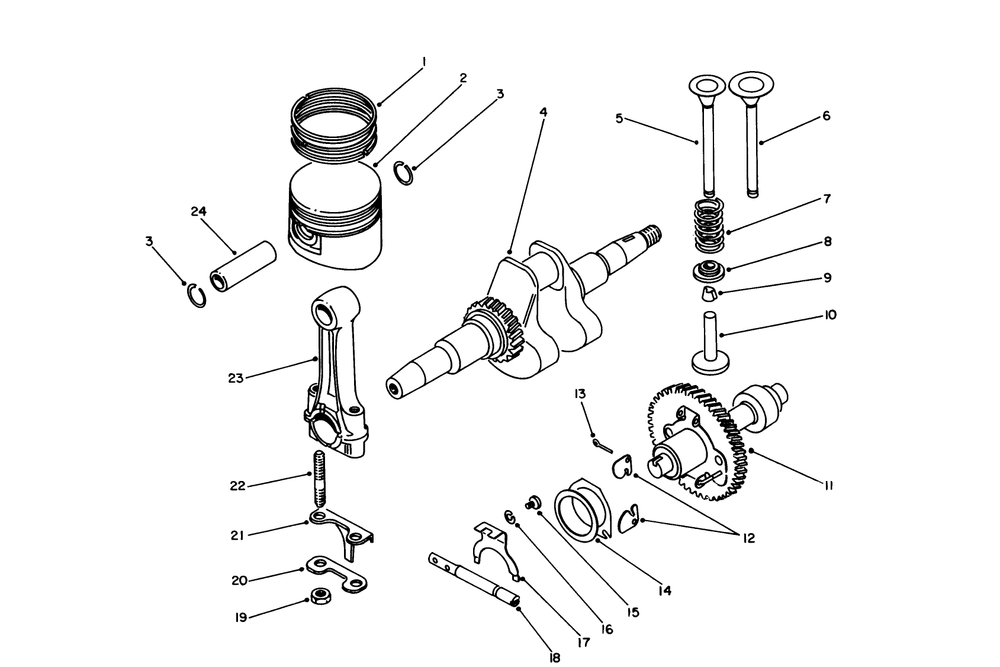 Crankcase & Cam Shaft Assembly Diagram and Parts List for 62018 7000001 - 7999999 Toro Generator