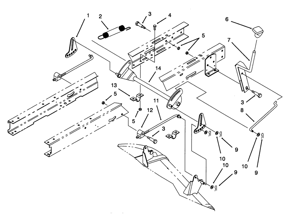 Height Of Cut Assembly Diagram and Parts List for 71202 4900001 - 4999999 Toro Lawn Tractor