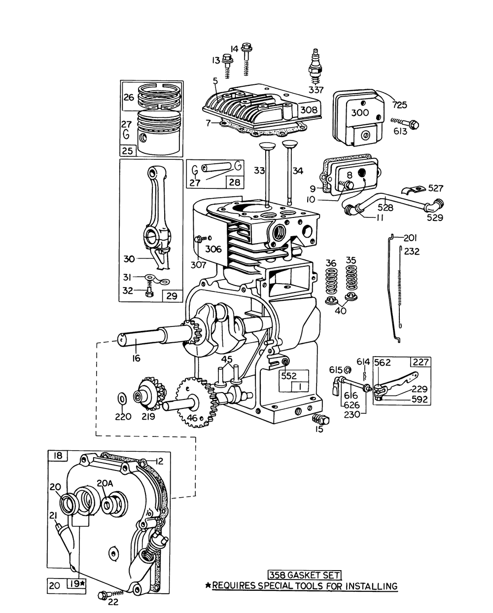 Engine Model No. 130292 Type 0159-06 Briggs & Stratton Diagram and Parts List for 58220 4000001 - 4999999 Toro Tiller