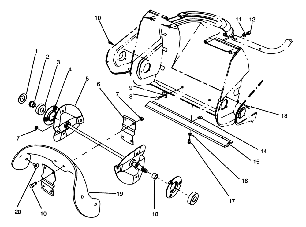 Auger Assembly Diagram and Parts List for 38170 5900001 - 5999999 Toro Snow Blower