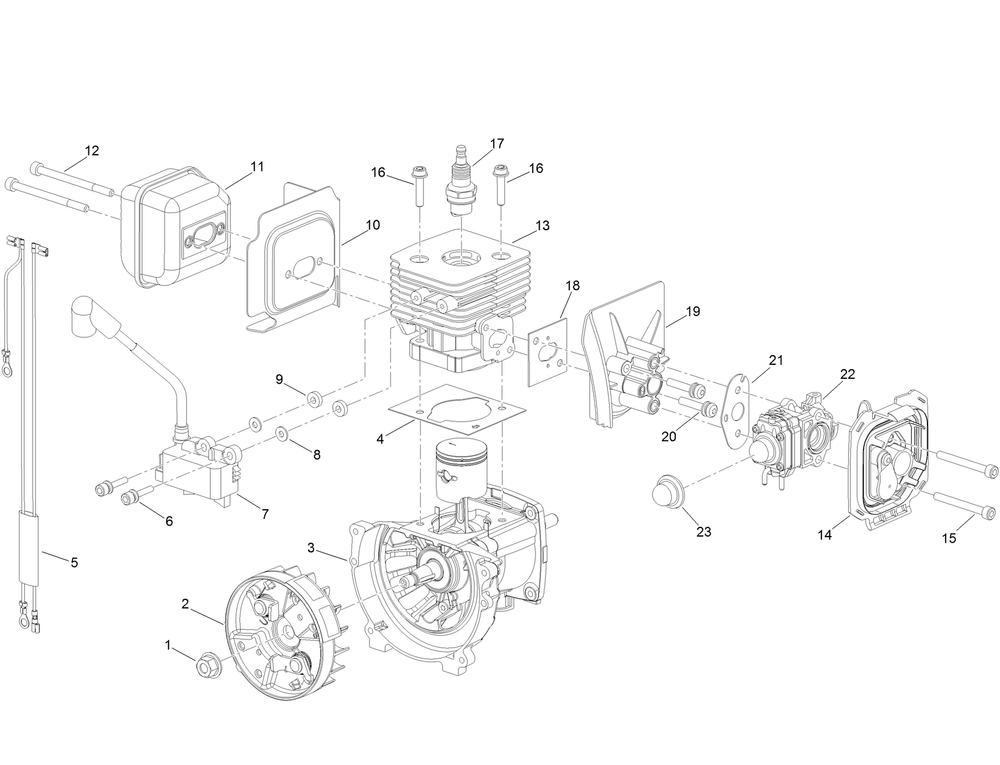 Engine Component Assembly Diagram and Parts List for 51988 321000001 - 321999999 Toro Leaf Blower / Vacuum