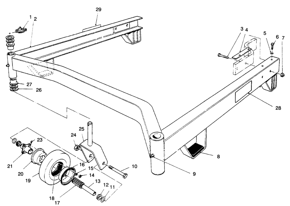 Carrier Frame Diagram and Parts List for 30753 590001 - 599999 Toro Lawn Mower