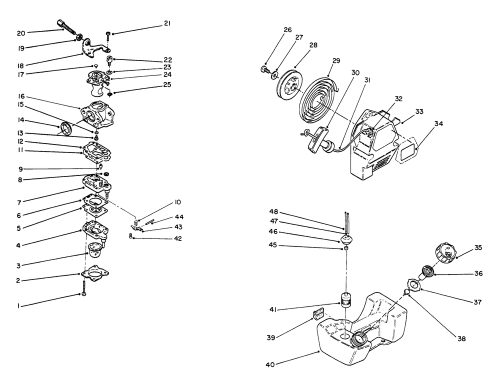 Engine Assembly (Continued) Diagram and Parts List for 51675 2000001 - 2999999 Toro Trimmer