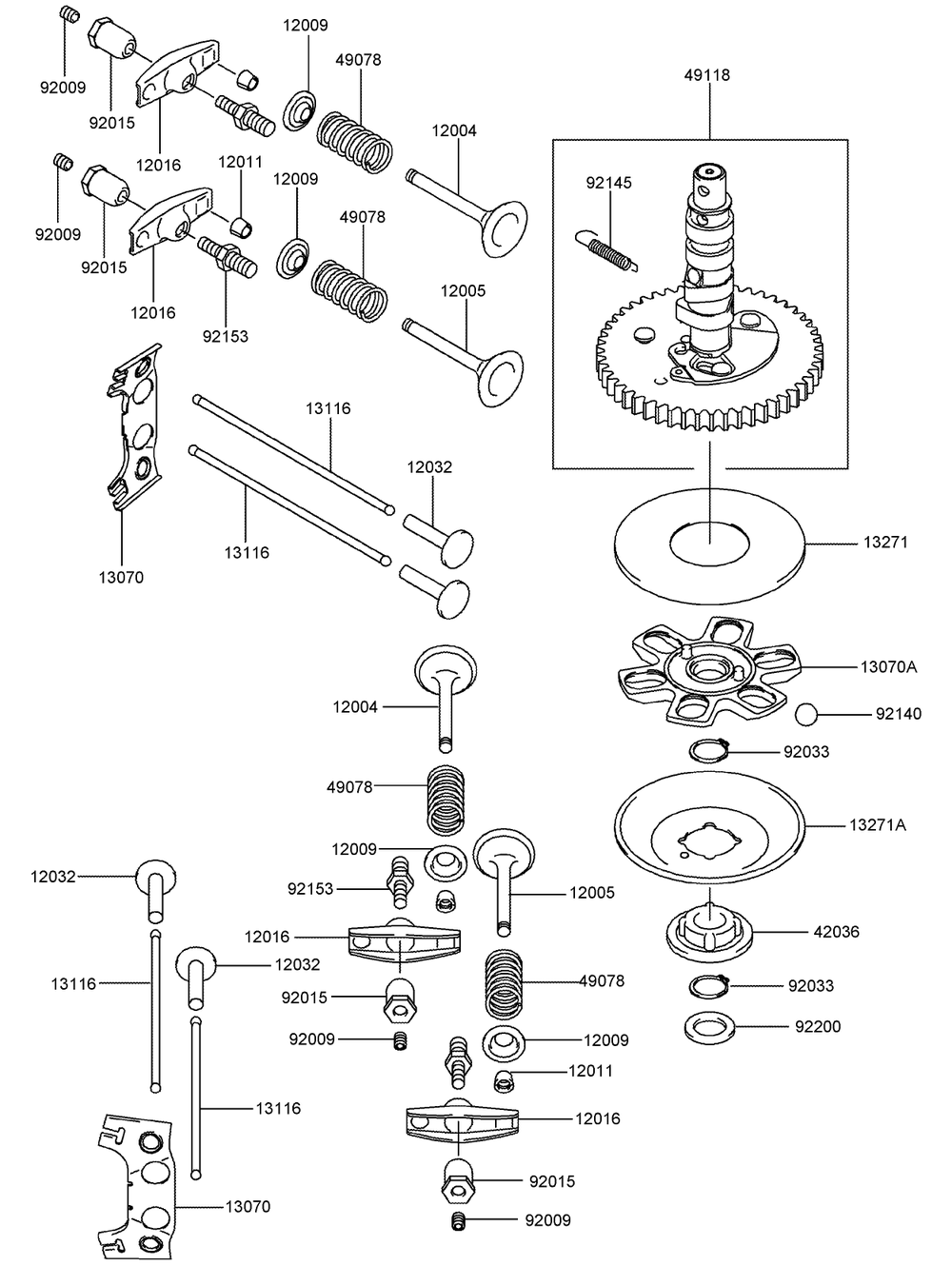 Valve / Camshaft Assembly Diagram and Parts List for 30314TE (260000001-260999999)(2006) Toro Lawn Mower