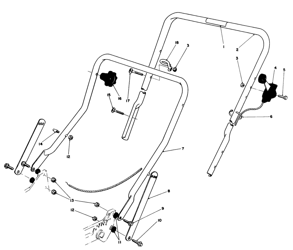 Handle Assembly Diagram and Parts List for 20675 5000001 - 5999999 Toro Lawn Mower