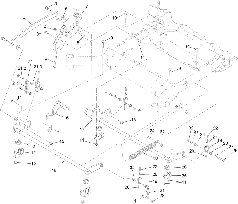 Deck Lift Assembly Diagram and Parts List for 74145 (313000001-313999999)(2013) Toro Lawn Mower