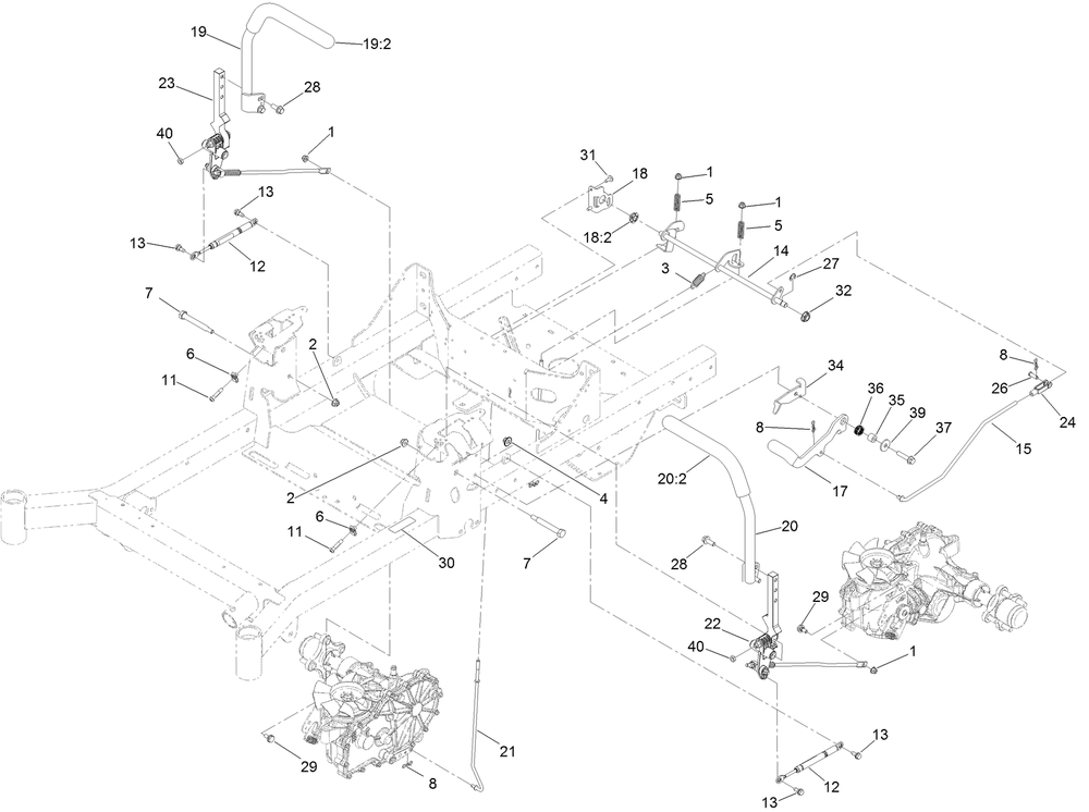 Motion Control Assembly Diagram and Parts List for 74453TE 404621105-999999999 Toro Lawn Tractor