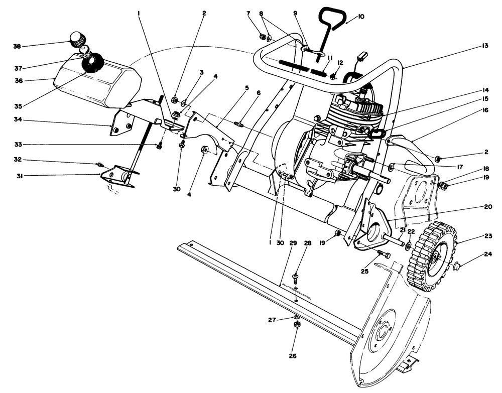 Engine Assembly (Model No. 38110c) Diagram and Parts List for 38110C 0000001 - 0999999 Toro Snow Blower