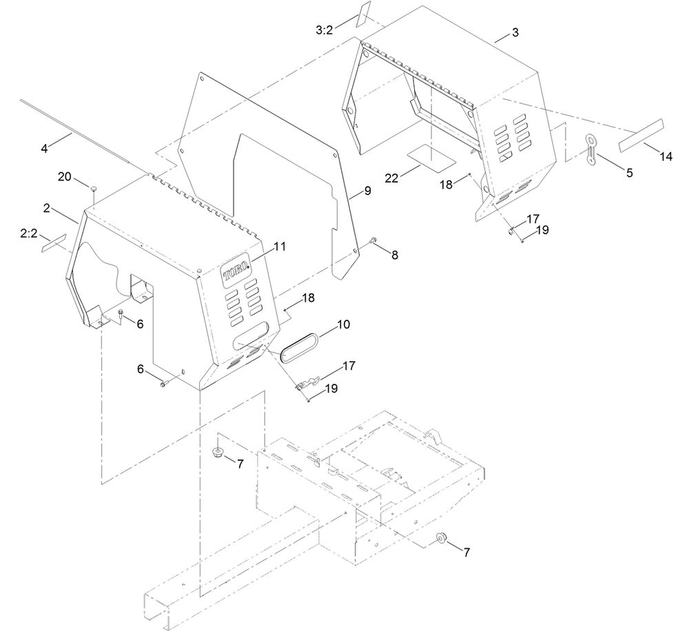Cowl Assembly Diagram and Parts List for 68024 404320000 - 999999999 Toro Cement Mixer