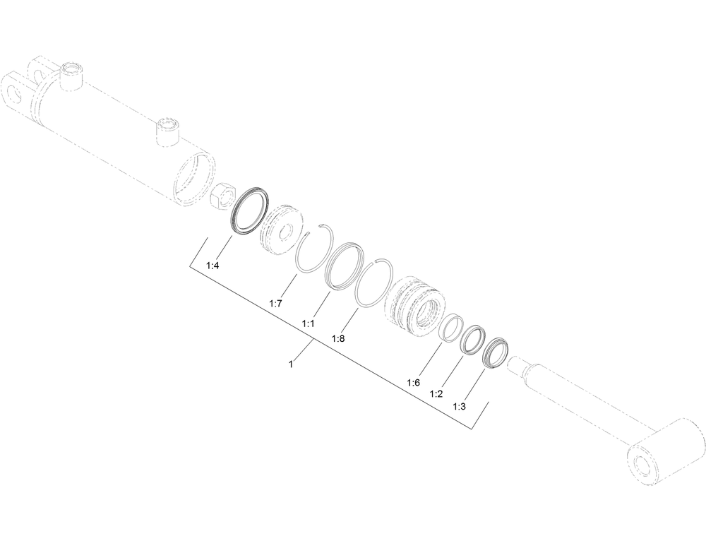 Hydraulic Cylinder Assembly No. 133-9466 Diagram and Parts List for 23803 400000000 - 999999999 Toro Lawn Tractor Accessories