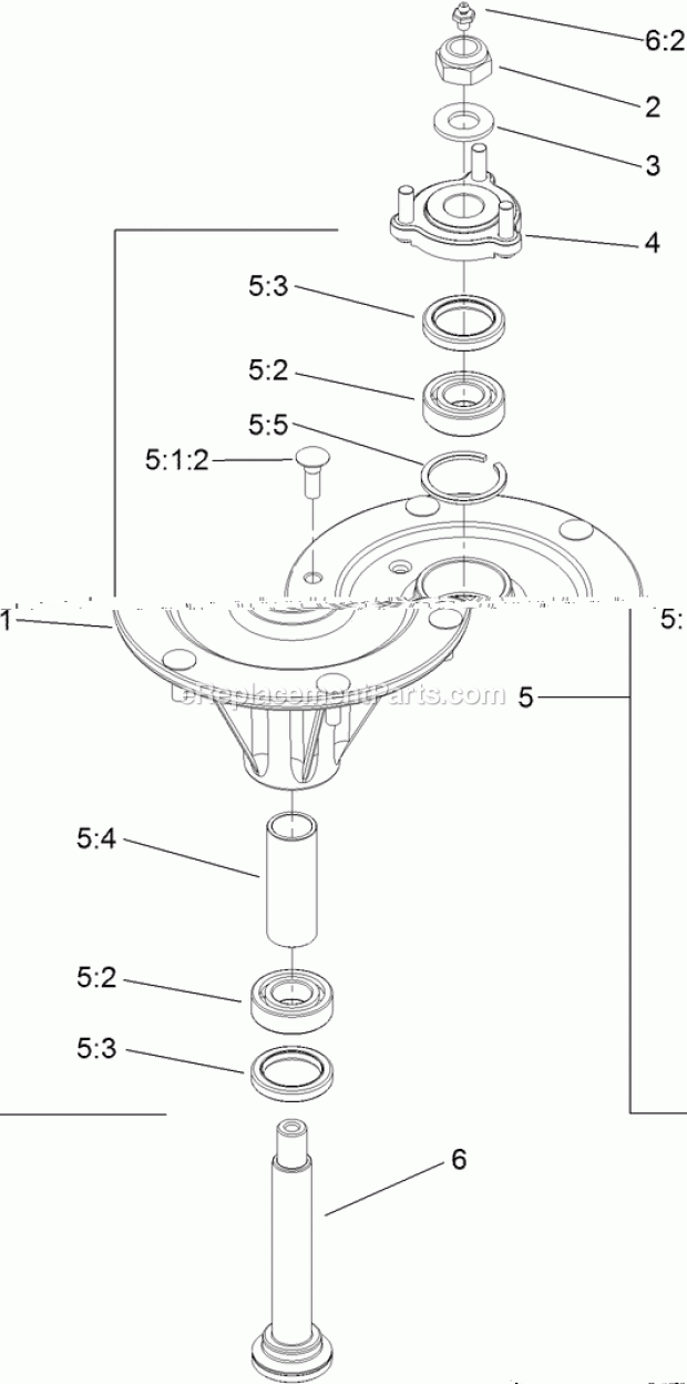 Spindle Assembly No. 119-8560 Diagram and Parts List for 74901CP 311000001-311999999 Toro Lawn Mower