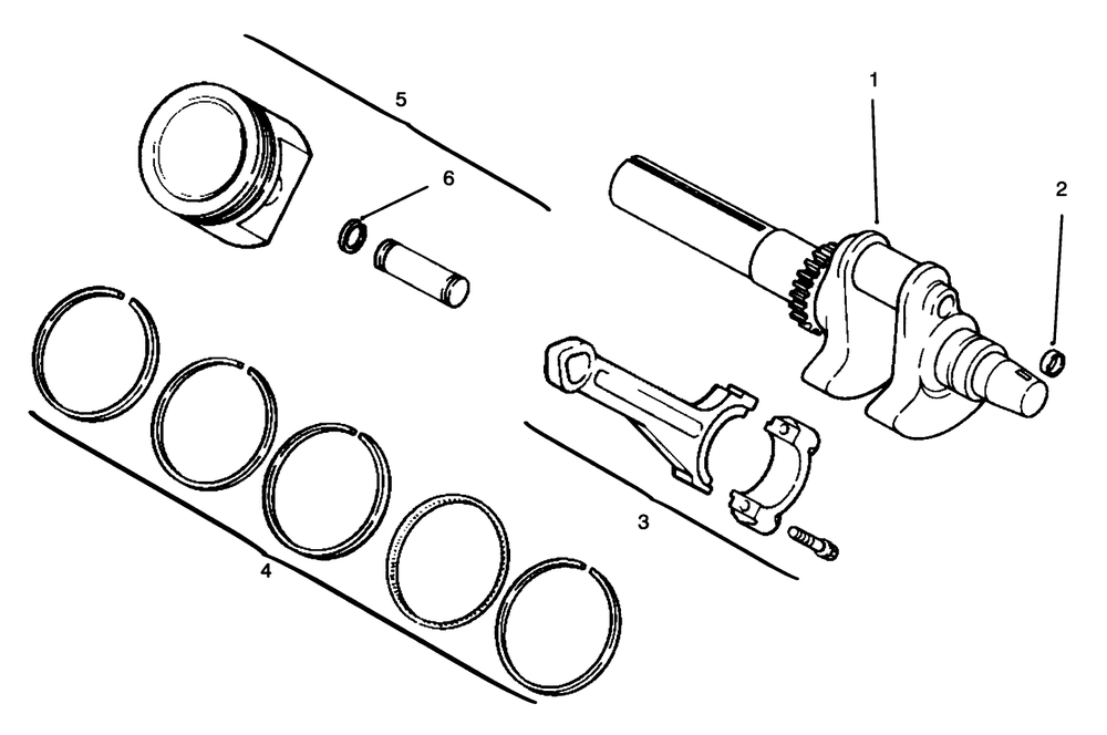 Crankshaft, Piston And Rings Diagram and Parts List for 30610 390001 - 399999 Toro Lawn Tractor