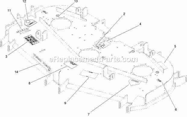 Deck Decal Assembly No. 108-5945 Diagram and Parts List for 74265 260000001-260999999 Toro Lawn Mower