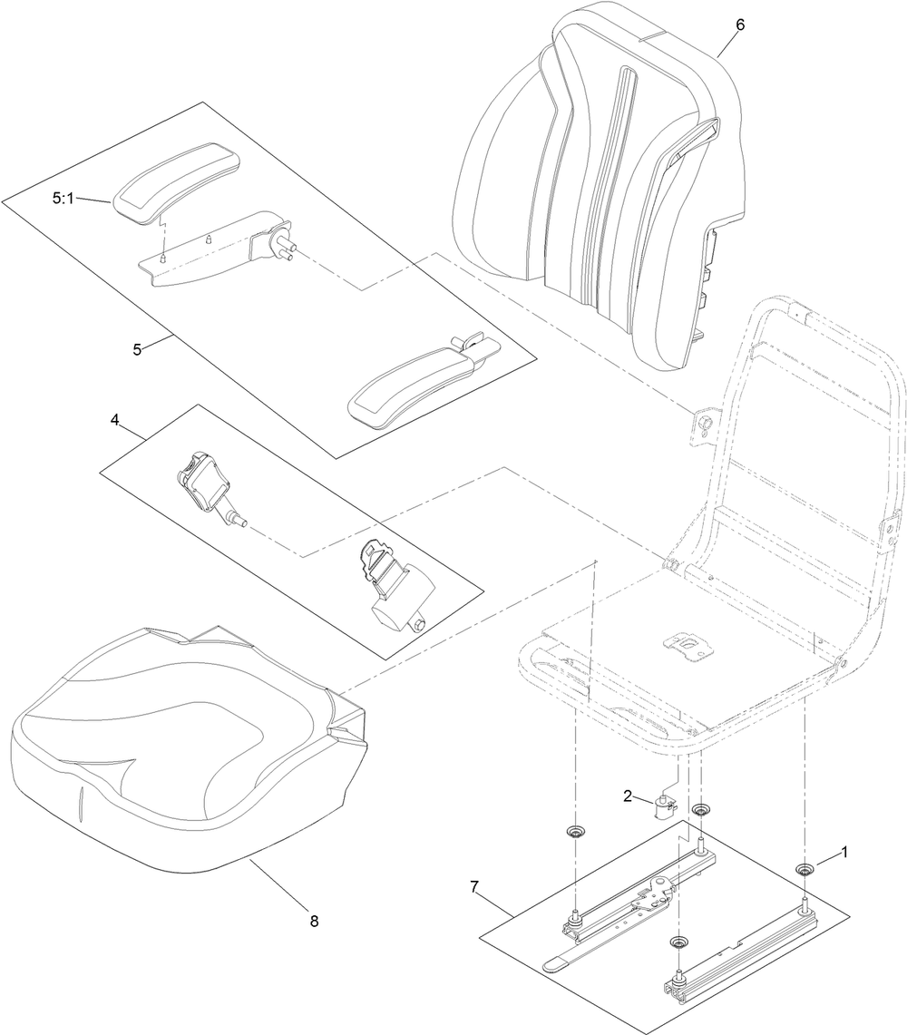 Seat Assembly Diagram and Parts List for 74493 407146062-999999999 Toro Lawn Tractor