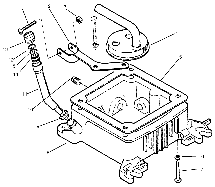 Oil Fill Tube & Base Diagram and Parts List for 73502 7900001 - 7999999 Toro Lawn Tractor
