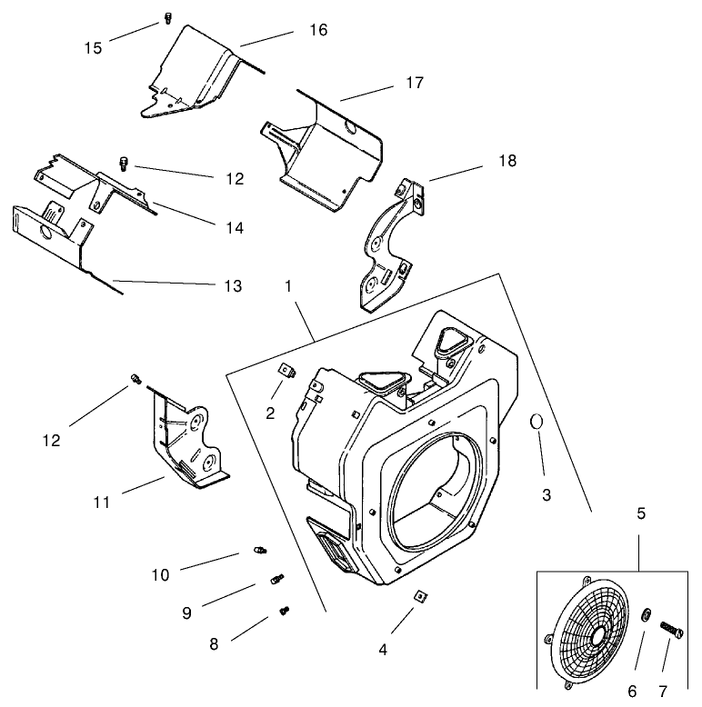 Group 6-Blower Housing & Baffles Diagram and Parts List for 22304 900001 - 990001 Toro Lawn Tractor Accessories