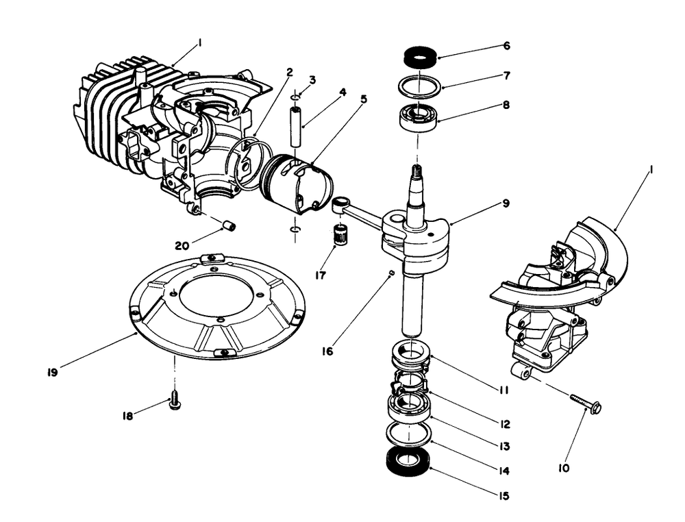 Short Block Assembly Diagram and Parts List for 22030 6000001 - 6999999 Toro Lawn Mower